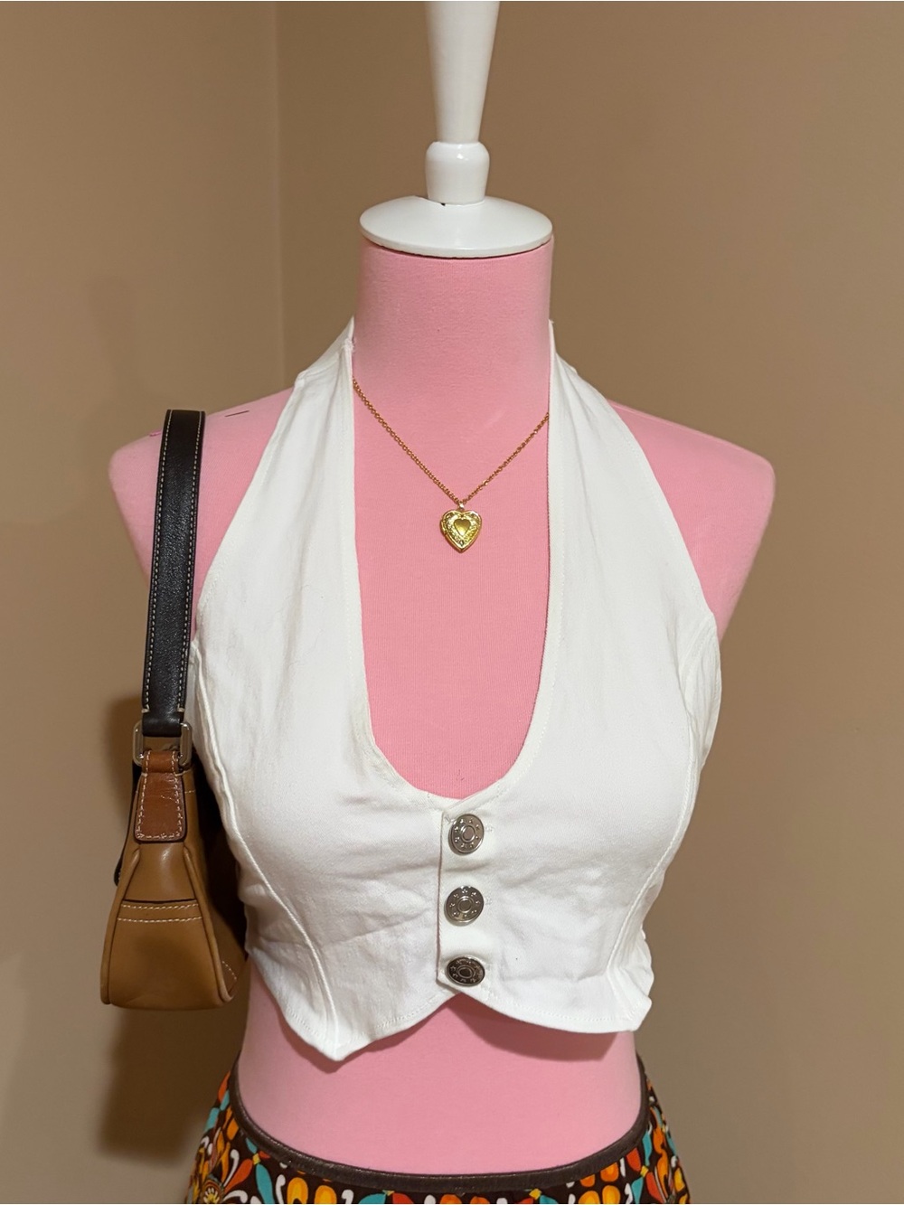 Princess Polly White Halter Cropped Top